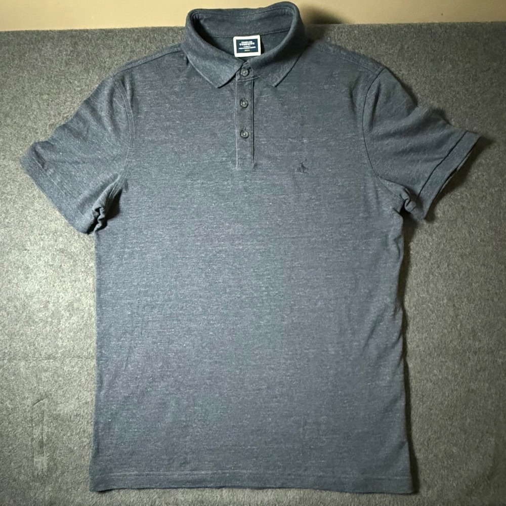Charles Tyrwhitt Mens Small Navy Blue Heather Pique Polo Shirt Short Sleeve Logo